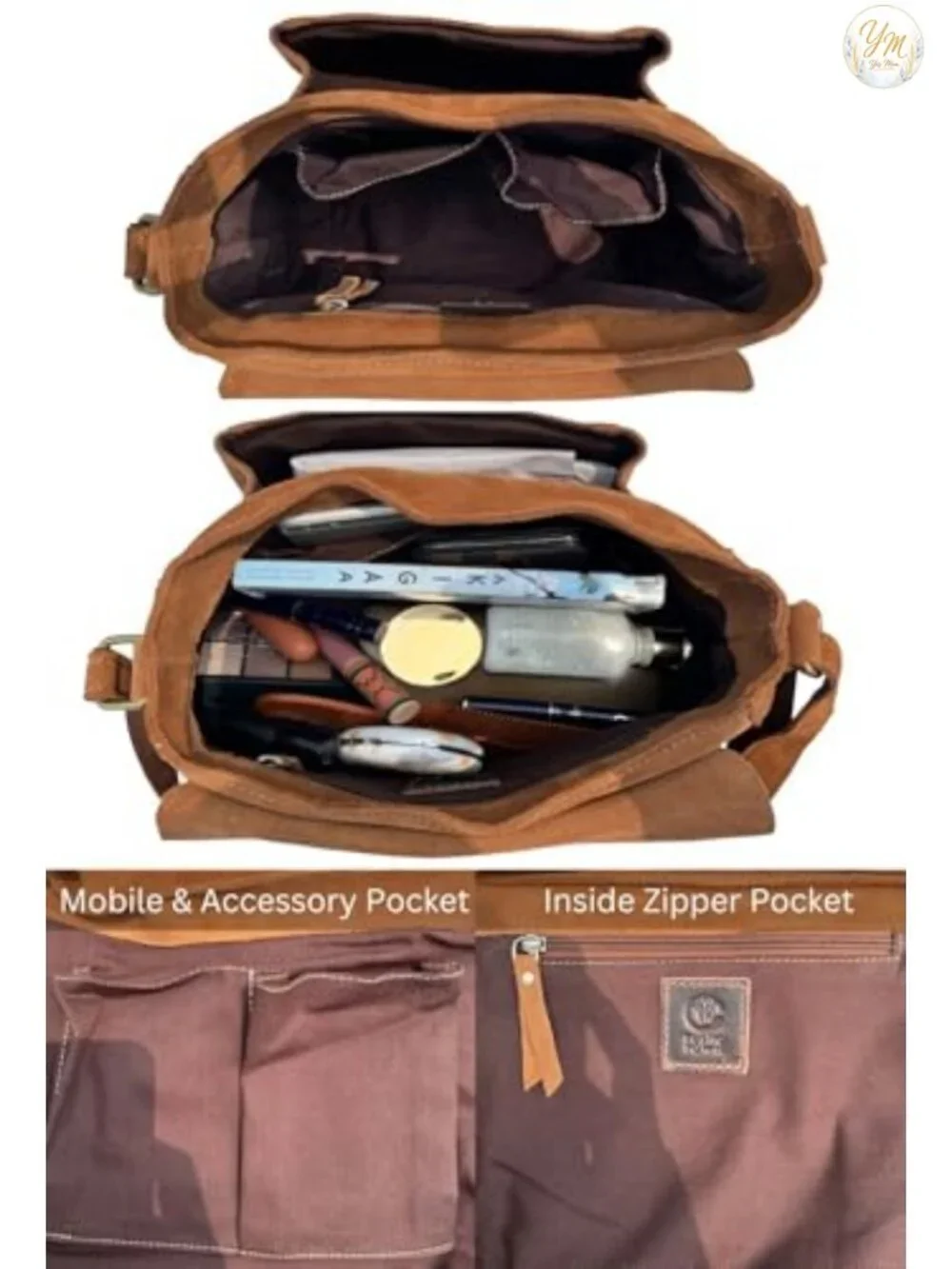 Leather Crossbody Satchel Bag Vintage Suede Handbag